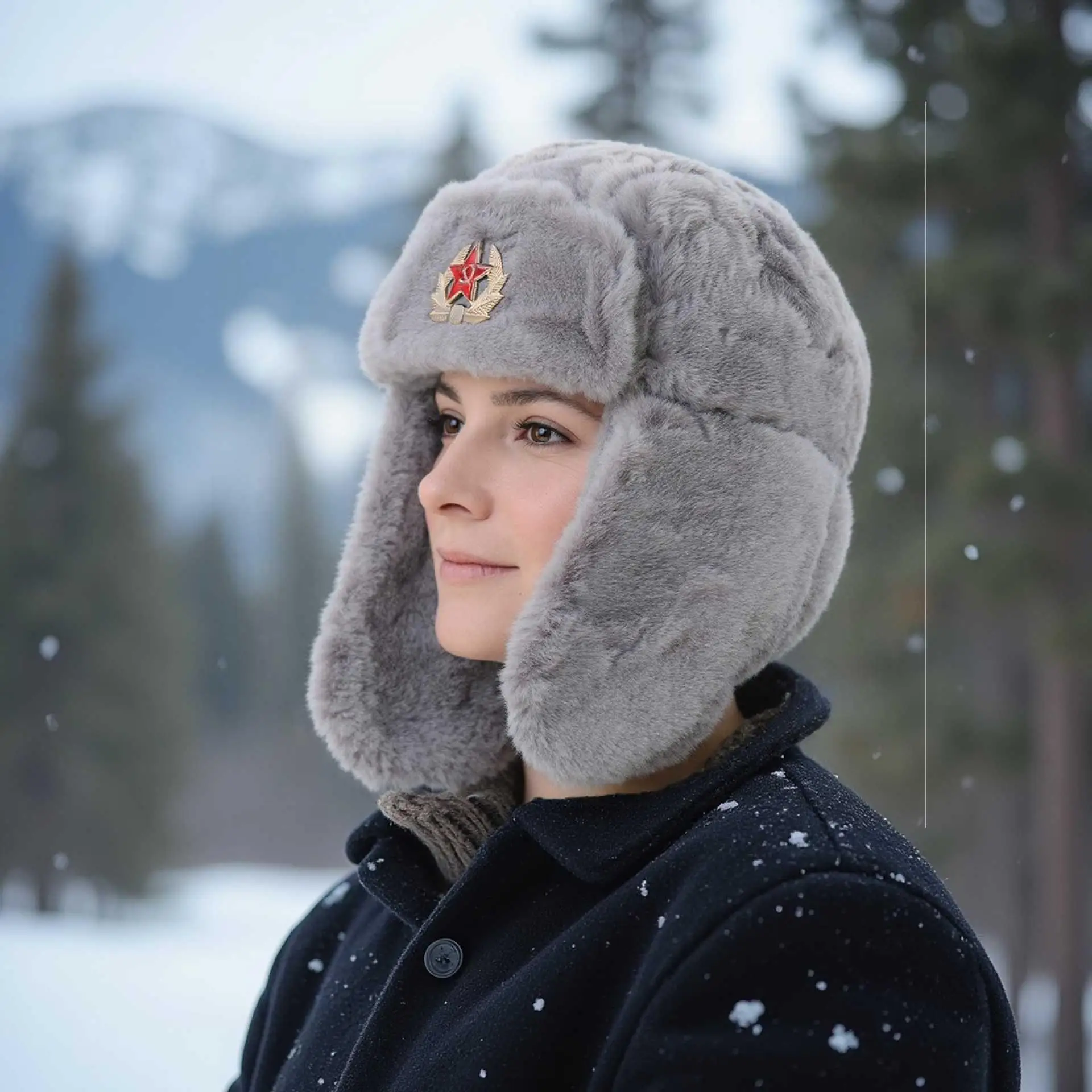 

Unisex Warm Mens Women Bomber Hat Trapper Cap Earflap Winter Earflaps Ski Hat Warm Ushanka Fur Hats Coldproof Russian Cap