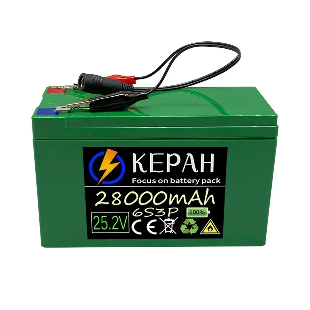 6s3p 24V 28Ah battery pack 25.2V 28000mAh BMS electric bicycle toy car 18650 lithium ion battery pack + charger