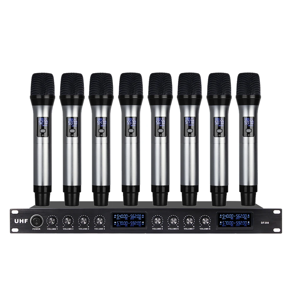 

Latest 2024 model Professional 8 Channels UHF Wireless handheld Microphone For Conference Room