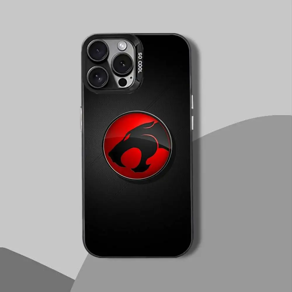 حافظة هاتف T-Thunder Cat-es الشهيرة لهاتف iPhone 12,16,11,14,13,17,15,E,Max,Plus,Air,Pro,غطاء أسود صغير غير لامع مقاوم للصدمات