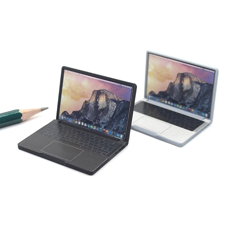 Cute Simulation 1:12 Mini Laptop Computer Dollhouse Miniature Alloy Crafts Dollhouse Decoration For Doll House DIY Accessories