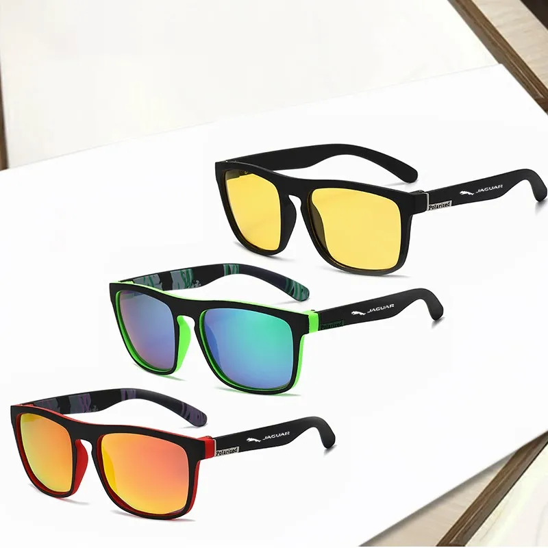 Polarized Fishing Running Men Sunglasses UV400 HD Vision Cycling Windproof Fashion Goggles TAC Lens Vintage UV400 For Jaguar