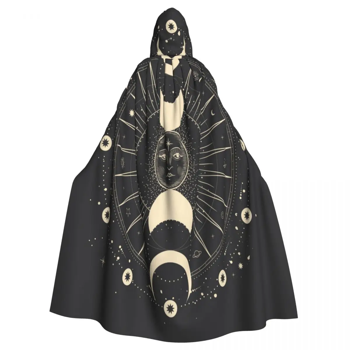 

Unisex Witch Party Reversible Hooded Adult Vampires Cape Cloak Vintage Zodiac Sun Moon