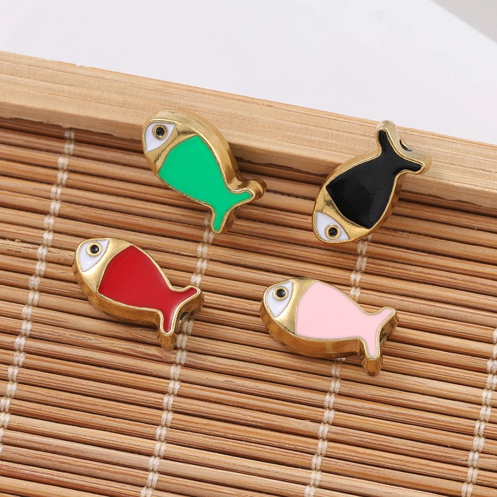 

2Pcs/Pack 304 Stainless Steel Small Fish Shape Charms Spacer Beads for DIY Jewelry Bracelet Necklace Making Accessories