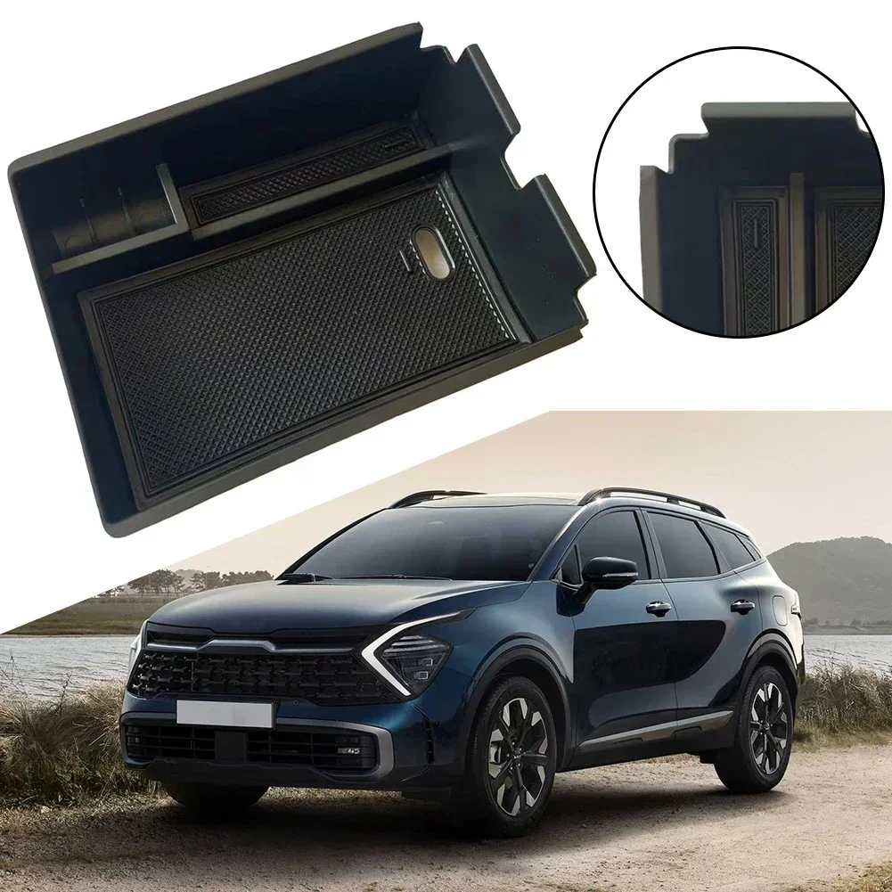 High Quality Practical Armrest Storage Box ABS Accessories Black Centre Console Non-slip Waterproof For Kia Sportage NQ5 2022