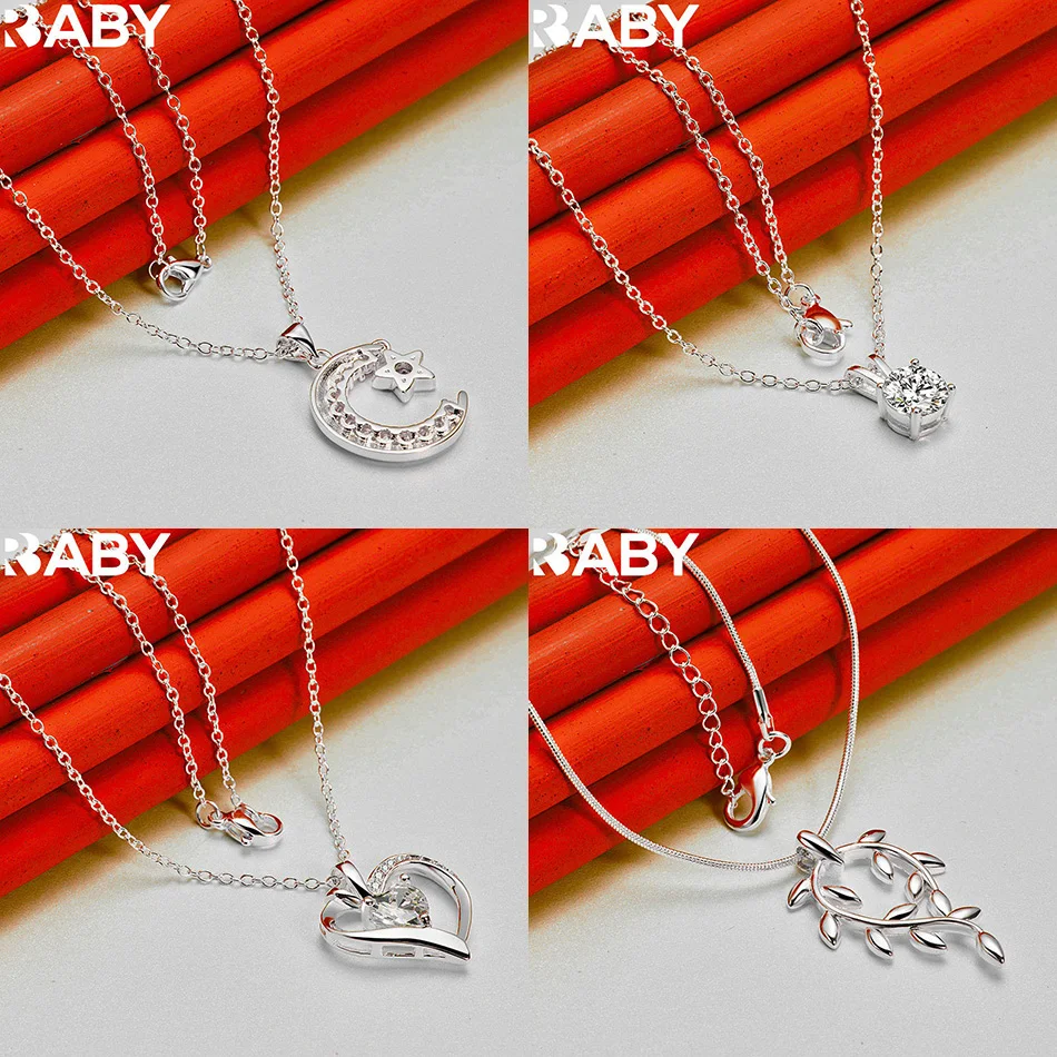 

URBABY 40-75cm 925 Sterling Silver Design Pendant Necklace For Women Men Charm Trend Birthday Gifts Fashion Party Fine Jewelry