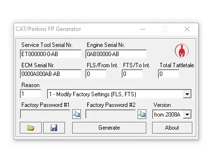 Cat and Perkins 10 Digital Factory Password Generator+USB Dongle