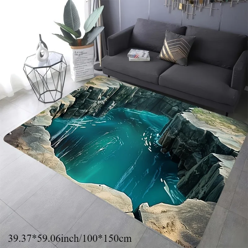 3D Canyon River Non-Slip Floor Mat - Indoor and Outdoor Absorbent Foot Mat Suitable for Home Decoration, Durable and Stylish