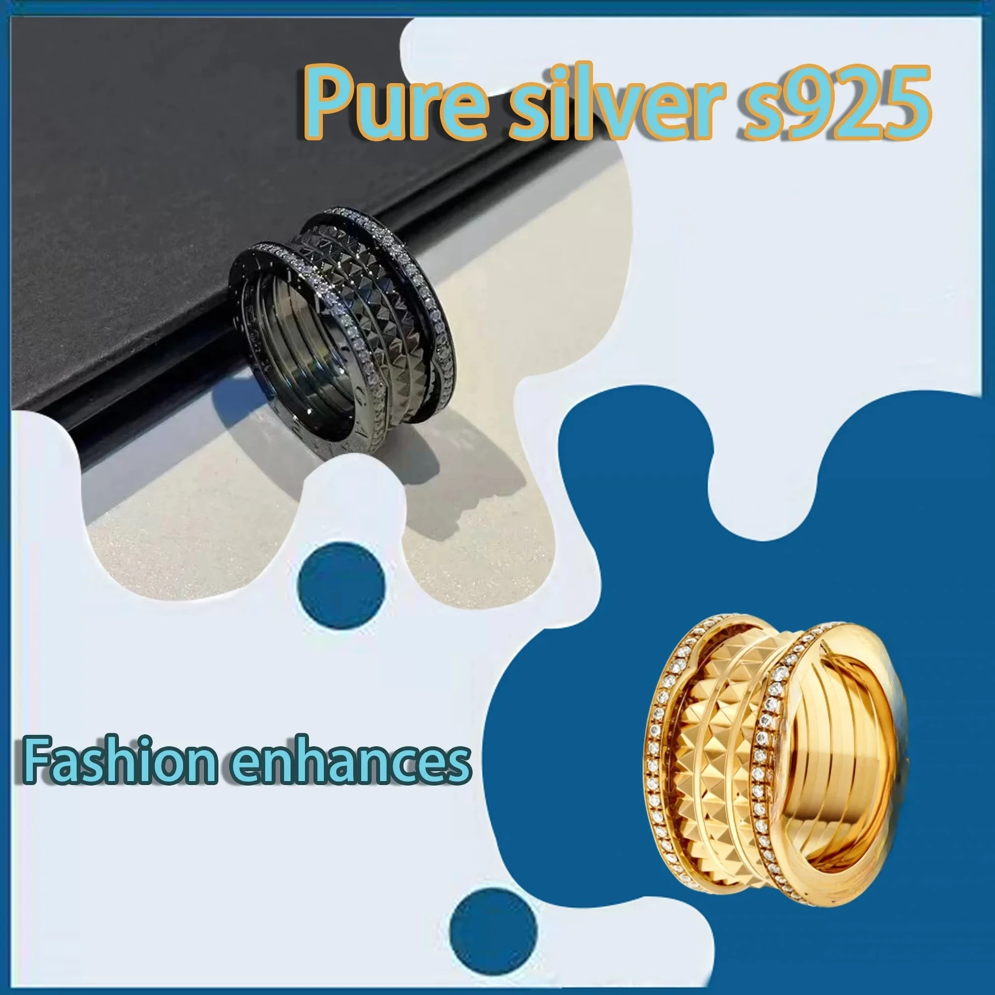

Pure silver s925 BV colorful irregular gorgeous ring with personalized design to match women's accessories