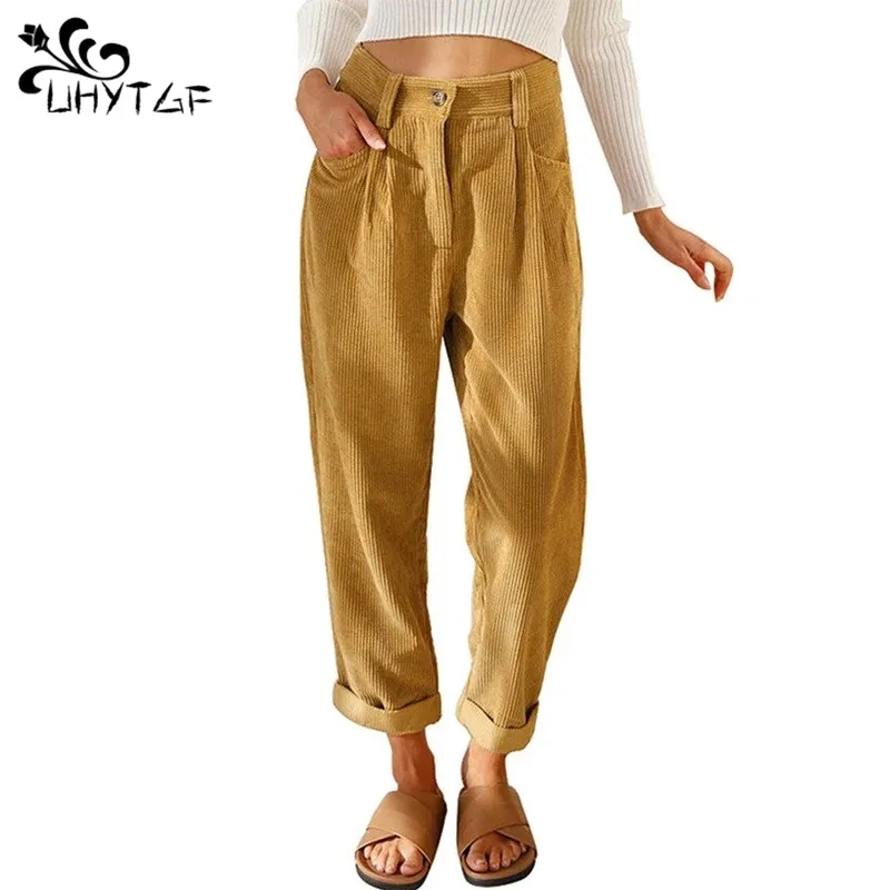 

Autumn Winter Y2K Loose Casual Corduroy Straight Pants Women Solid All Match High Waist Trousers Fashion Female Clothes Bloomers