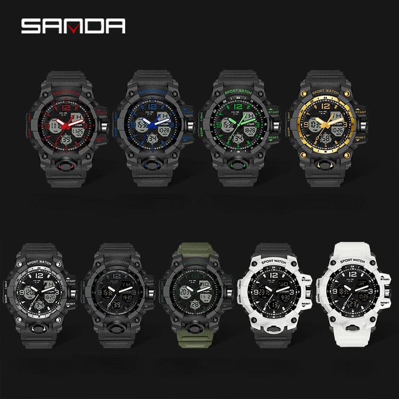 SANDA Sports Men\'s Military Quartz Waterproof Watch Men\'s Vibration Waterproof Electronic Watch