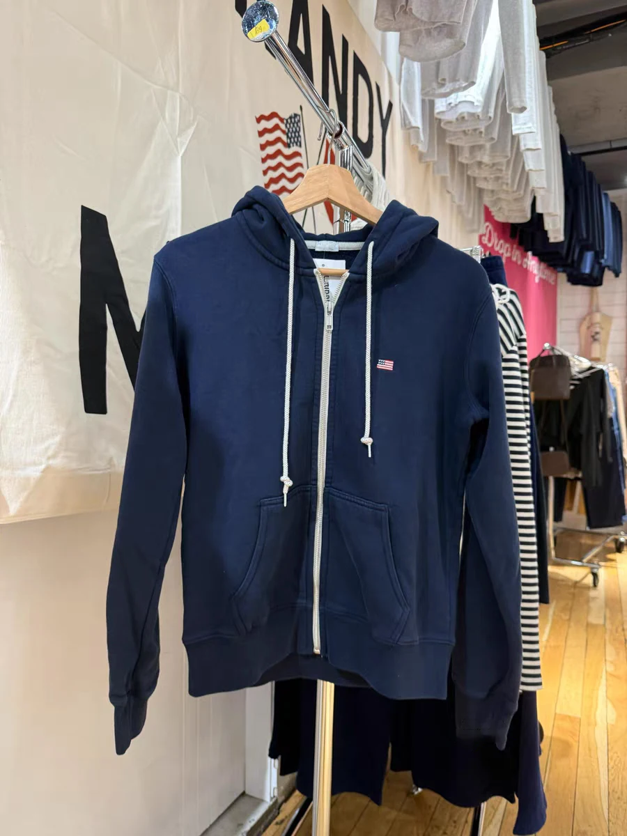 

New Flag Embroidery Zip-up Hoodie Woman Autumn Long Sleeve Hooded Pocket Sweatshirts Vintage Casual Streetwear Navy Jacket Tops