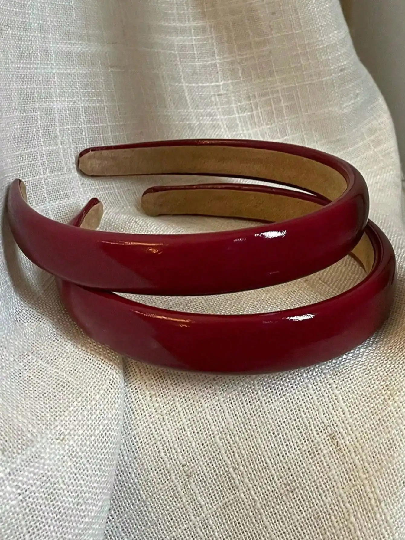 

2-Pack Glossy Red PU Leather Headbands for Women and Kids