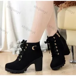 Bottes Courtes à Talons Hauts et Bretelles Croisées pour Femme, Confortables, Imperméables, Chaudes, Grande Taille 42, Nouvelle Collection Hiver 2022