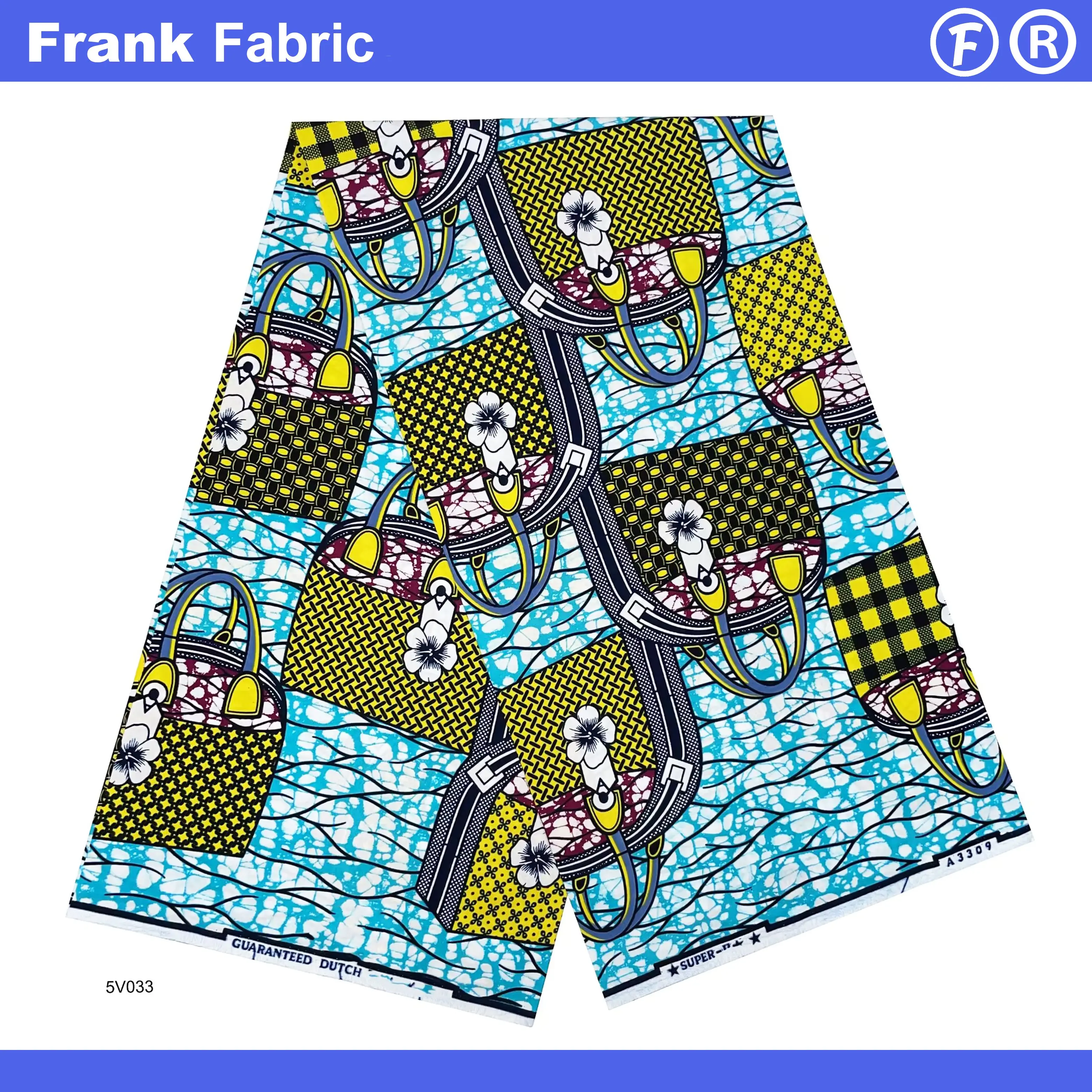 

6 ярдов, 100% хлопок, высокое качество, ткань Hollandais Ankara Batik для шитья платьев, настоящая супер африканская ткань с восковым принтом FF2507.030