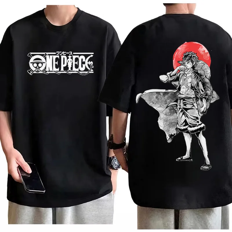 2026 قطعة واحدة القرد D لوفي تي شيرت الرجال القطن أنيمي الجرافيك المحملة عادية الشارع الشهير القراصنة الملك طباعة مريحة تناسب #1