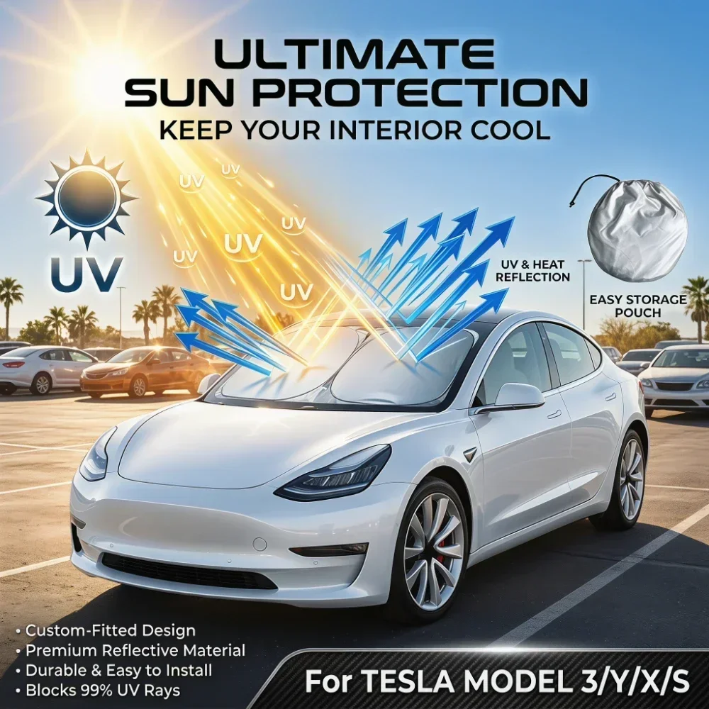 Car Windshield Sun Visor Foldable Sun Shade Cover for Front Window - UV Protection & Interior Cooling