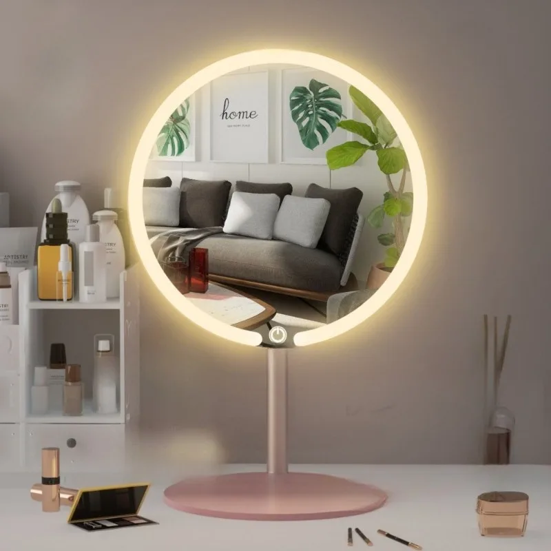 Lighting Makeup Mirrors Desktop Mirror Living Room Portable Dressing Table Accessories Household Foldable Aesthetic Ornaments