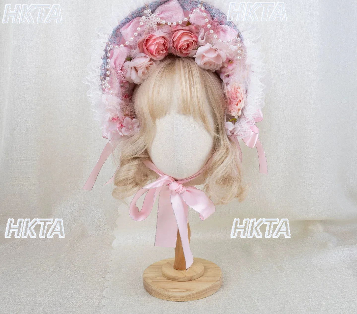 Japanese Lace Bow Pearl Lolita Hairclip Headwear Handmade Bnt Flower Wedding Gorgeous Flat Hat Hairpin Apparel Accessories Women
