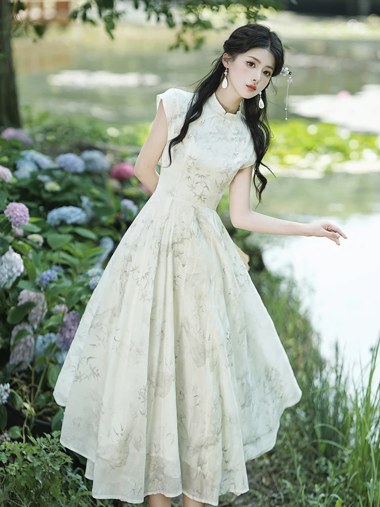 

Young Revised Version Summer New Chinese Sle Beautiful Republic of China Era High Sensation Daily Wear Cotton Ble...