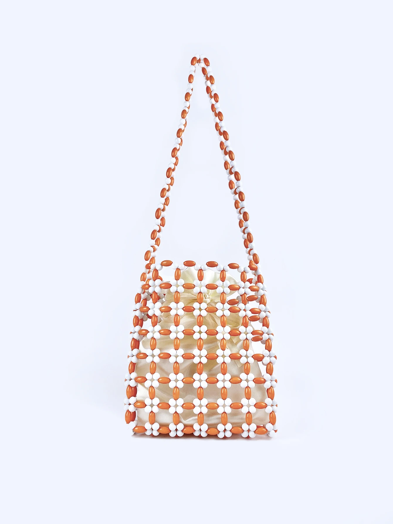 Summer New Macaron Color Series Small Fresh and Cool Handmade Beaded Checkered Square Bag