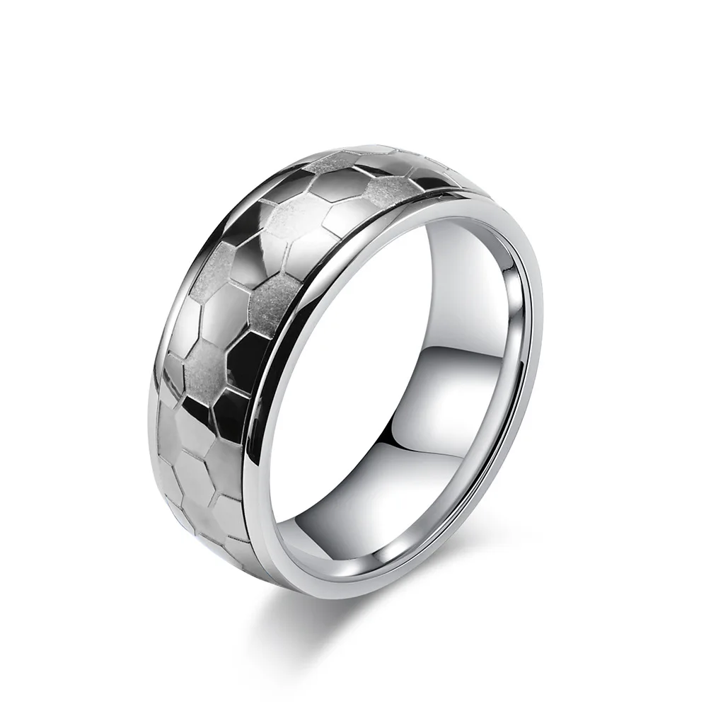 Rotatable Stainless Steel Football Rings for Man Women Unisex Anxiety Relief Ring Fashion Stainless Steel Rings