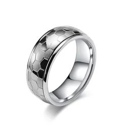 Rotatable Stainless Steel Football Rings for Man Women Unisex Anxiety Relief Ring Fashion Stainless Steel Rings