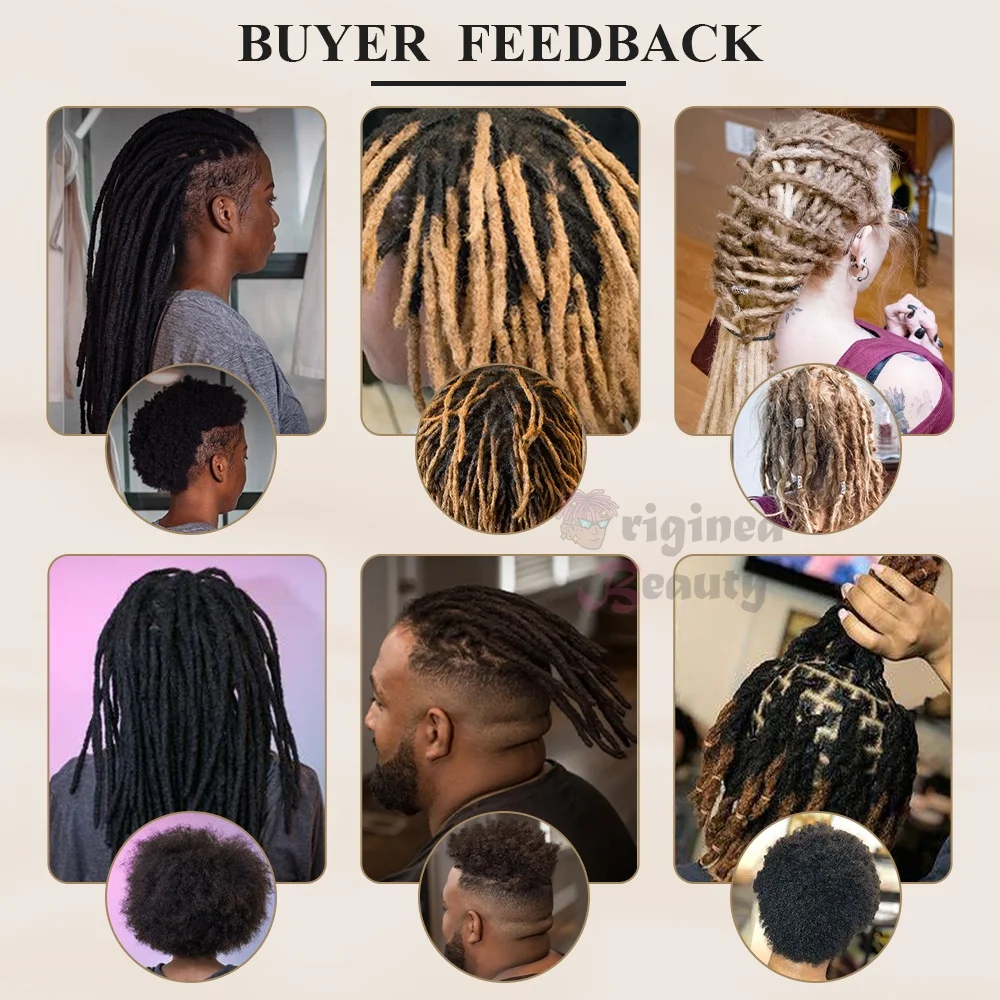 Originea 0,6 cm Dicke, 100 % echtes Echthaar, Dreadlock-Erweiterungen, handgefertigte weiche Locs-Haarverlängerungen für Twist und Flechten