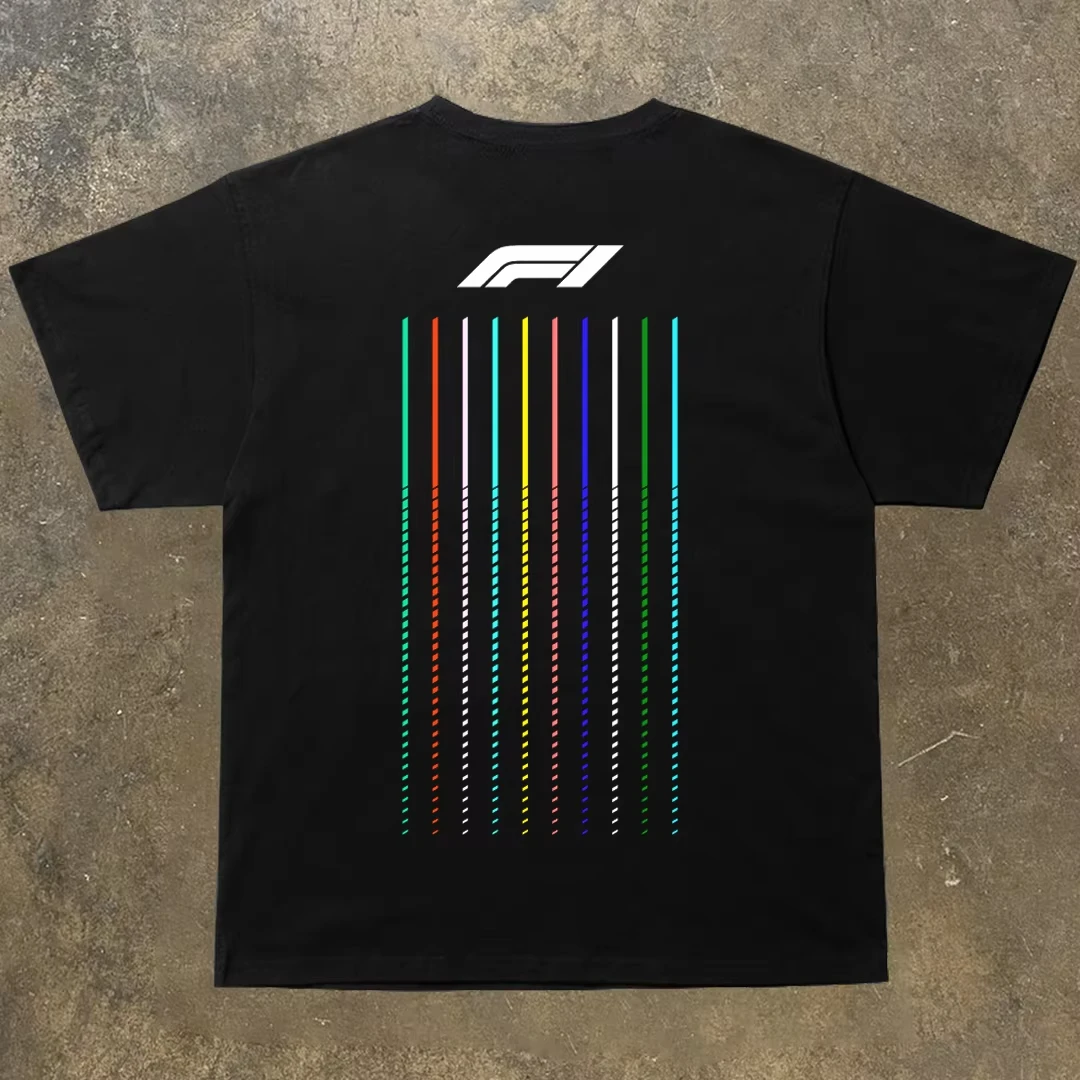 

2026 Весенне-летняя футболка Xihai Stack Road с гоночным принтом, креативный женский топ из чистого хлопка с круглым вырезом и половиной рукавов