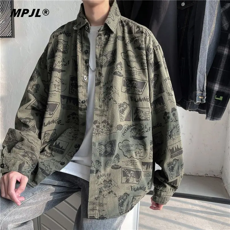 

Autumn men's coats, long-sleeved shirts, men's all-match trendy national fashion couple shirts, Hong Kong style loose jackets