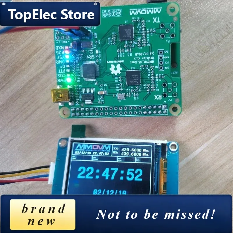 TopElec New MMDVM HS Dual Hat Duplex Hotspot Board With USB + 2.2inch OLED Display Support P25 DMR YSF NXDN For Raspberry pi