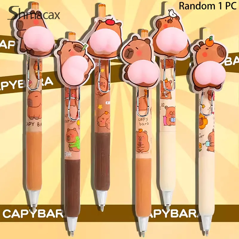 Capivara-Imprensa de Secagem Rápida Gel Pen, Canetas De Escrita Neutras, Desenhos Animados Engraçados, Liso, Kawaii, Papelaria Estética