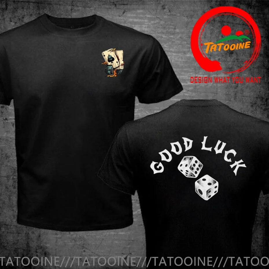 グッドラックポーカーダイスtシャツ-メンズ-ファッション-トレンド-カジュアルウェア-スタイリッシュトップス-ティーシャツ-レジャーtシャツ-メンズtシャツ