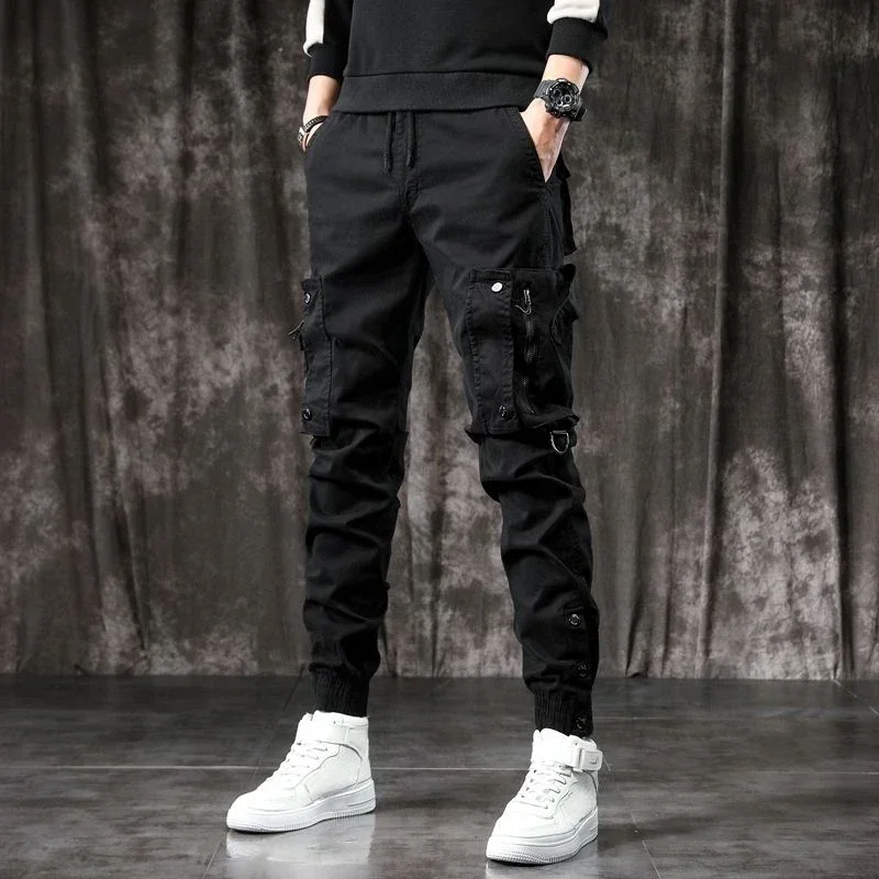 Trousers Black Cargo Jeans for Men with Pockets Male Cowboy Pants Motorcycle Classic 2024 Trend Designer Autumn Clothing Denim