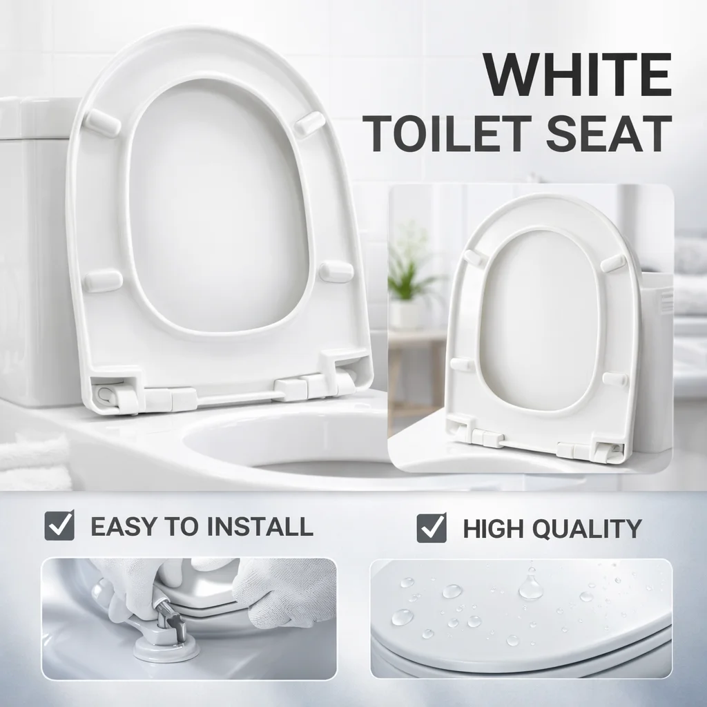 

Family Toilet Seat, Soft Close Mechanism, Smooth Surface Toilet Lid for Home Daily Use