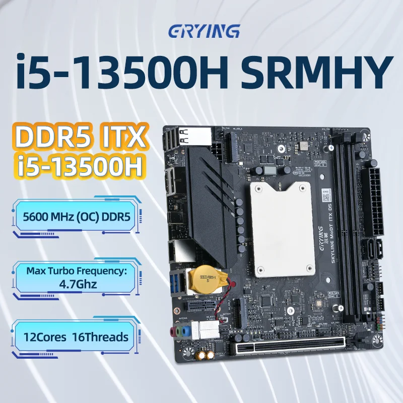 ERYING DIY Desktop Motherboard CPU Combo Set with Onboard 13th Core Interposer i5 13500H 12C16T DDR5 NVME M.2 Slot Kit PC Gamer