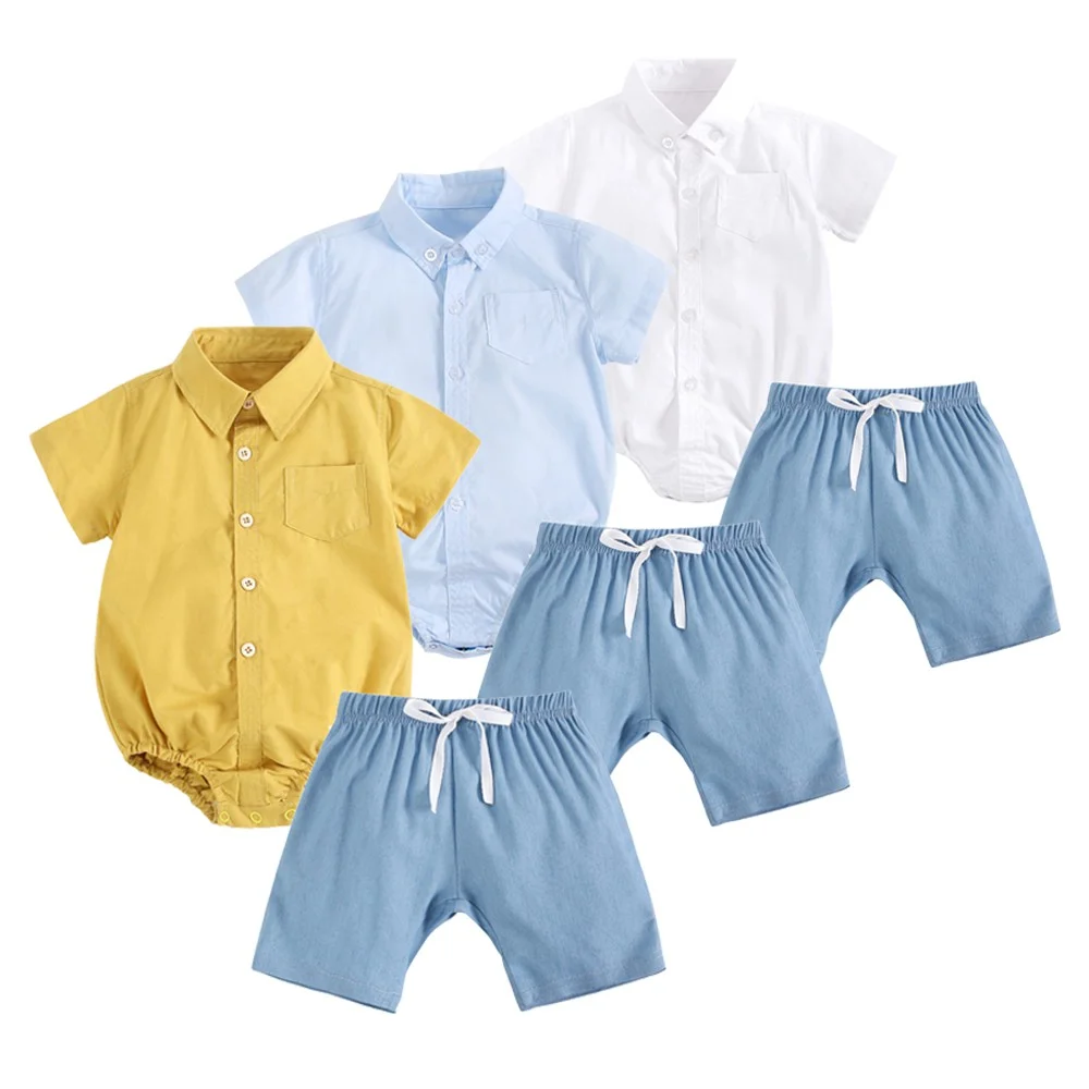 Sanlutoz Cotton Baby Boys Clothing Sets Summer Infants Bodysuits + Denim Shorts 2pcs Fashion Toddler Infant Sets Casual