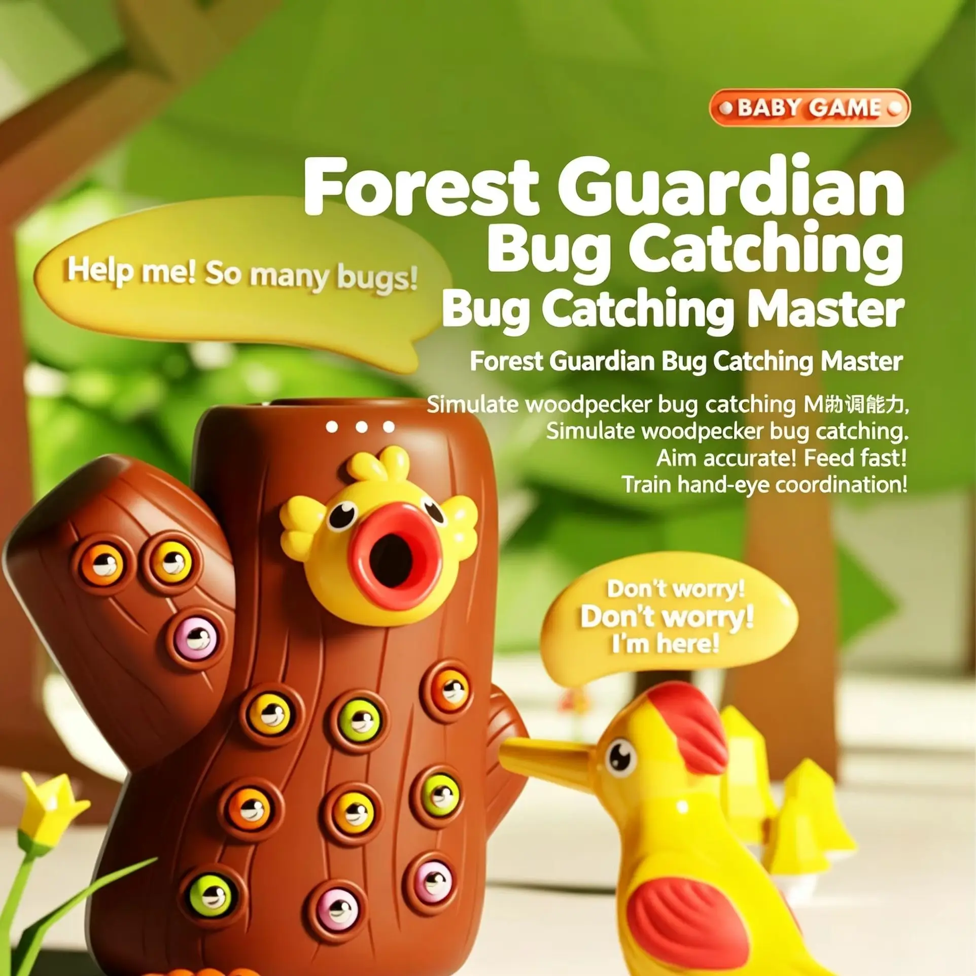 Woodpecker Toys Fishing Catching Insects Small Game Bird Catching Insects Magnetic Puzzle Early Education Training Exercise Toys