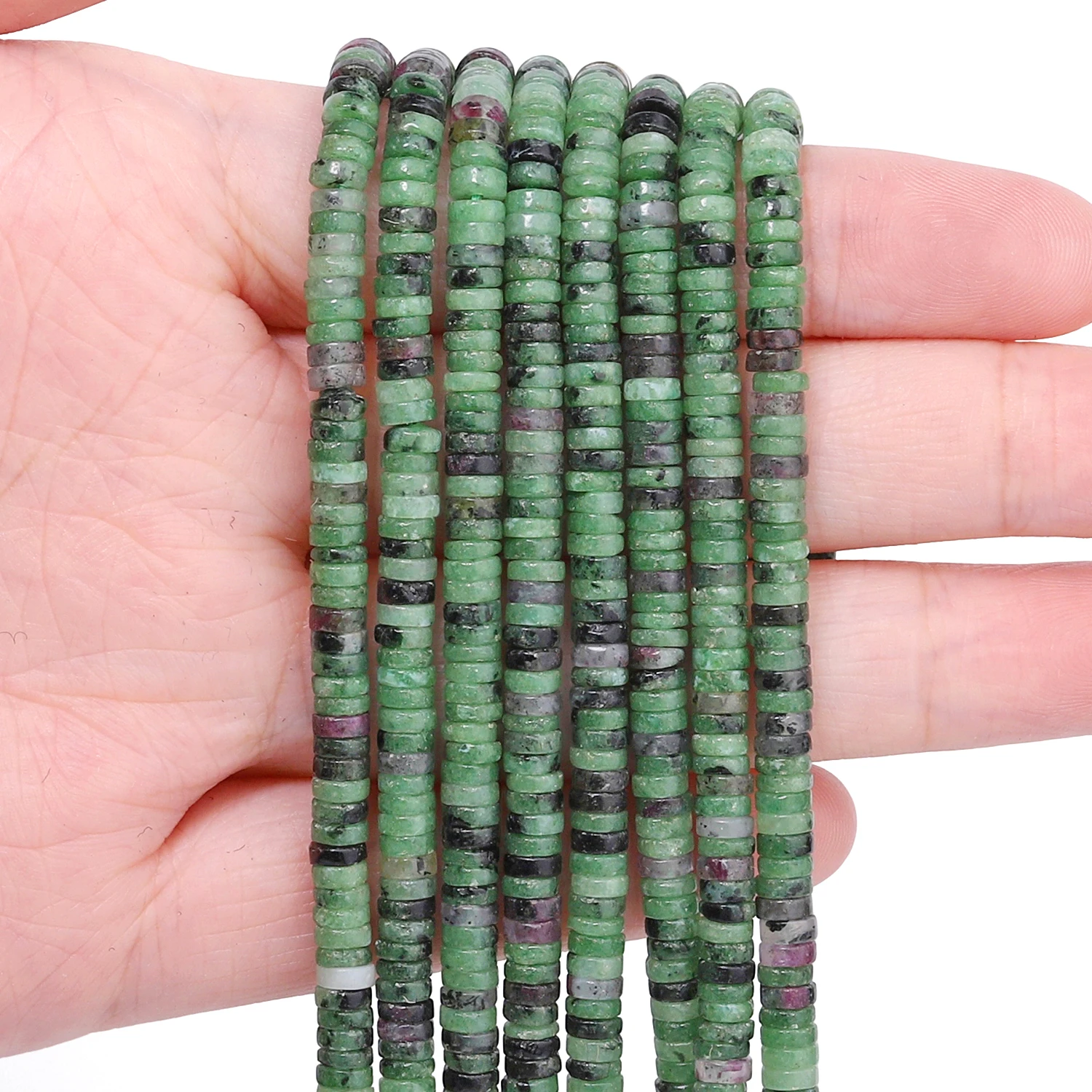 الطبيعية روبي Epidote الأحجار الكريمة حجر الخرز 4x1 مللي متر شقة مستديرة Rondelle شكل الخرز فضفاض خزر عازل لصنع المجوهرات اكسسوارات #5