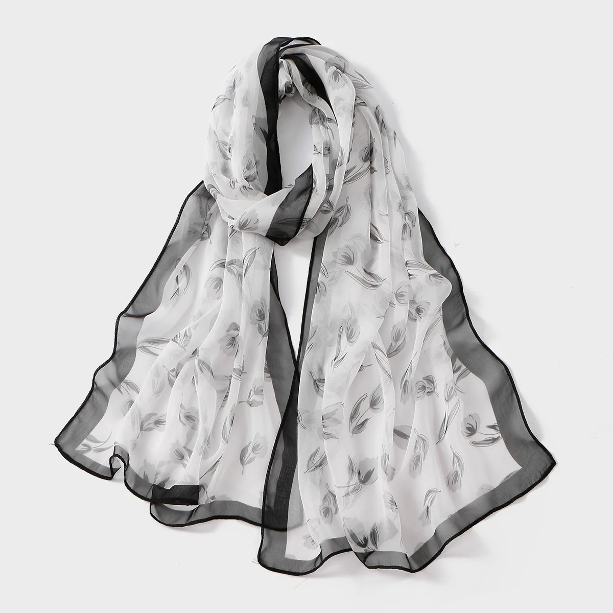 Hot selling department store fashion popular chiffon floral print silk scarf foreign trade popular Malaysian hijab women