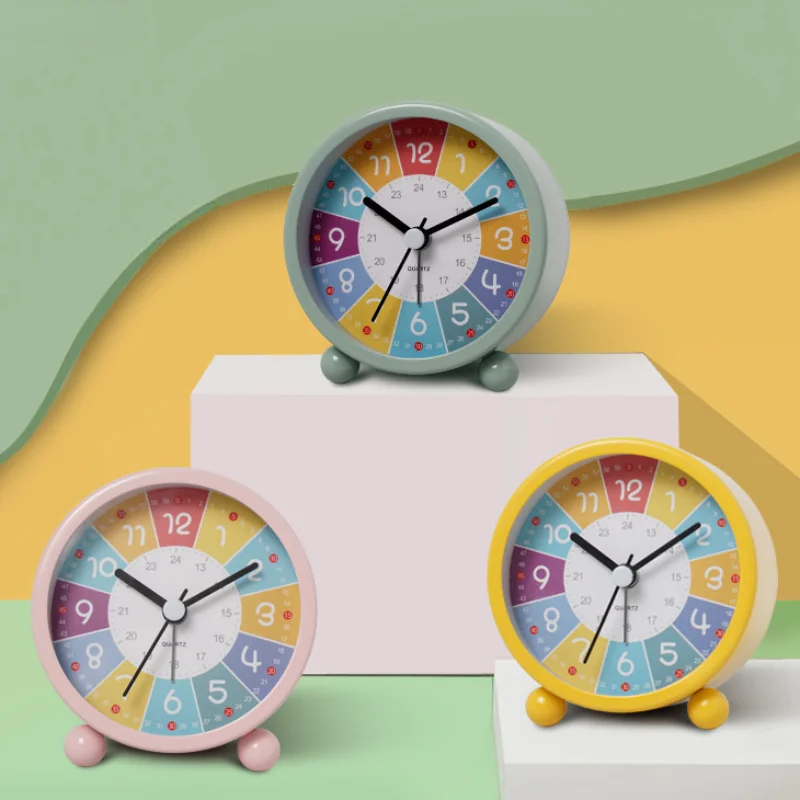

Colorful Small Alarm Clock for Children Student Learning Countertop Alarm Clock Silent Sweep Seconds Quartz Watch Wake Up Watchs