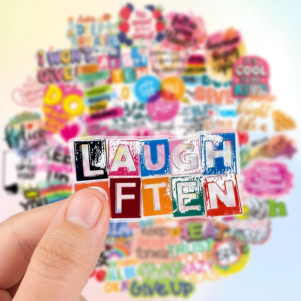 50 szt. Przezroczystych Naklejek Motywacyjnych Inspirujących dla Nastolatków i Uczniów, Naklejki Pozytywne na Butelki z Wodą, Naklejki na Laptopa, Zestaw