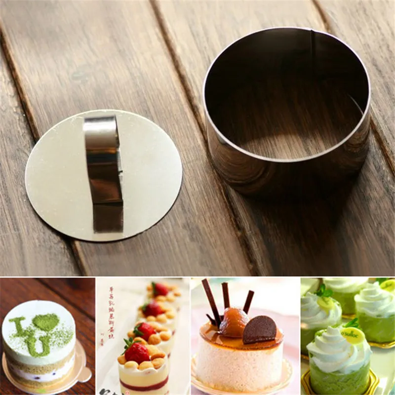 

New Lovely Round Silver Stainless Steel Mousse Fondant Cake Decorating Tools Ring Slicer Cutter DIY Baking Cooking Tool