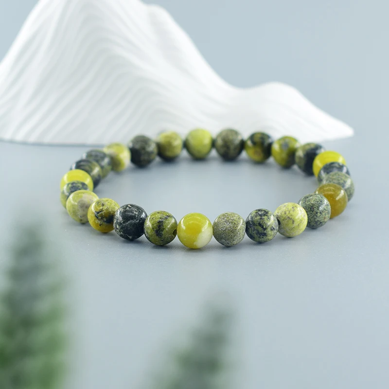 Natural Yellow Pine Stone Beads Bracelet Men Women Energy Healing Beads Jewelry Yoga Meditation Bangle Boyfriend Gift Wholesale