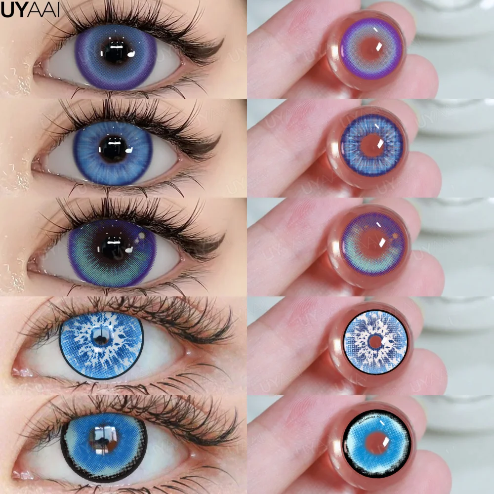 UYAAI 1 Pair Blue Eye Contacts for Cosplay White Walker Rim Anime Hoshino Colored Pupils for Eyes Wholesales