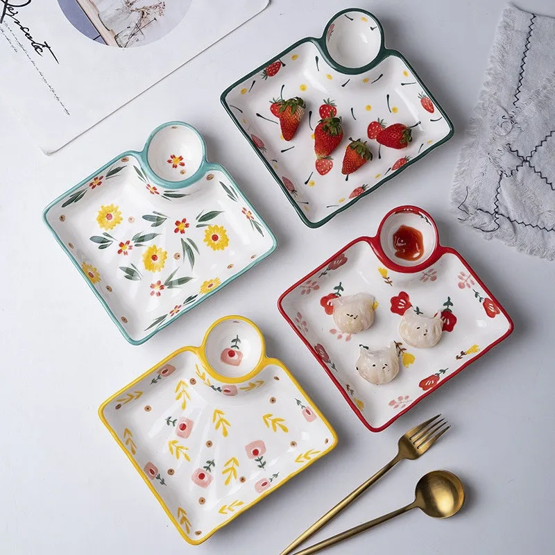 

Handdrawn Dumpling Plate Set - Set of 4 Plates - Creative Garden Design