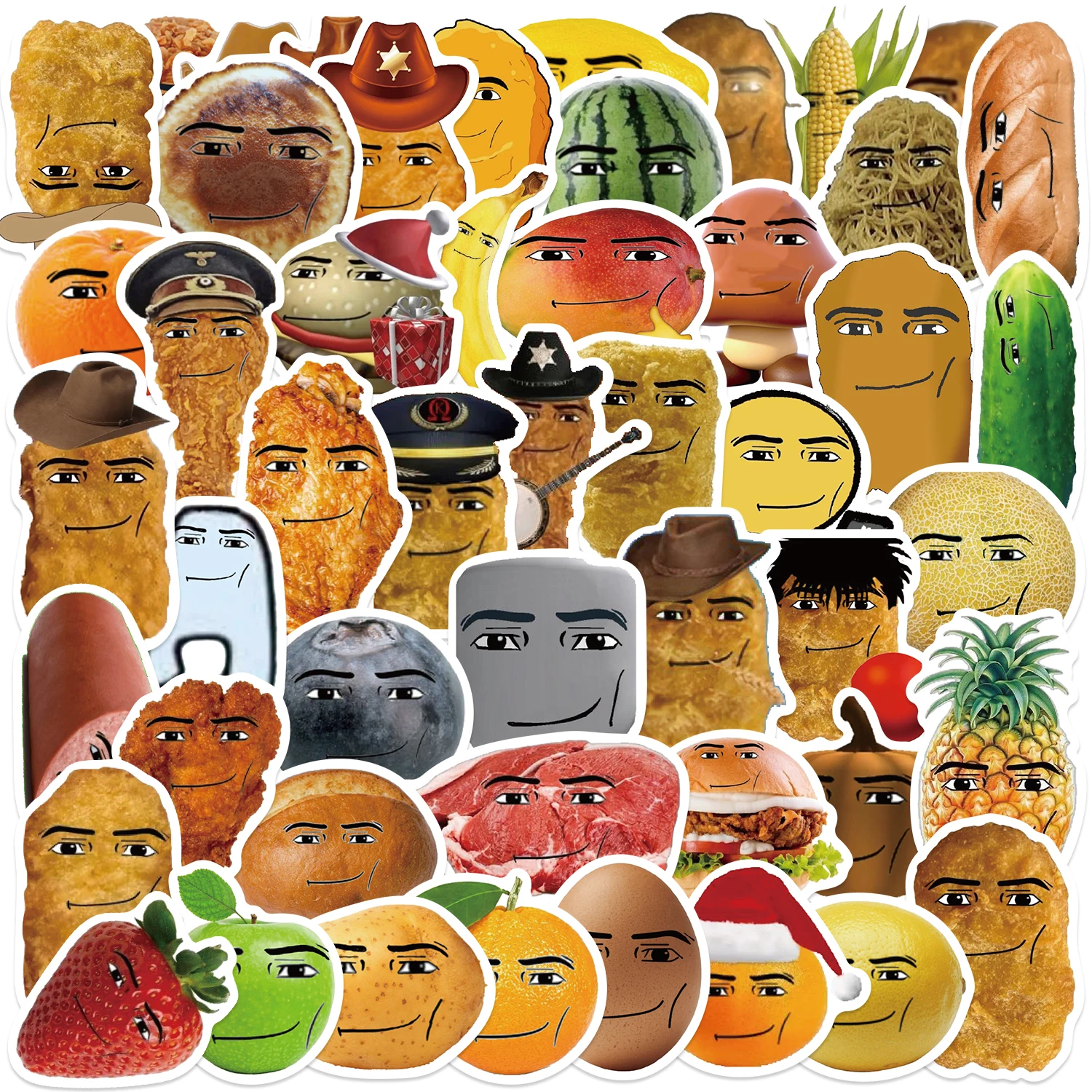 58 Uds Robloxs cara ganadora sonrisa-pollo Nugget Meme serie dibujos animados impermeable decorativo taza de agua pegatinas para funda de teléfono