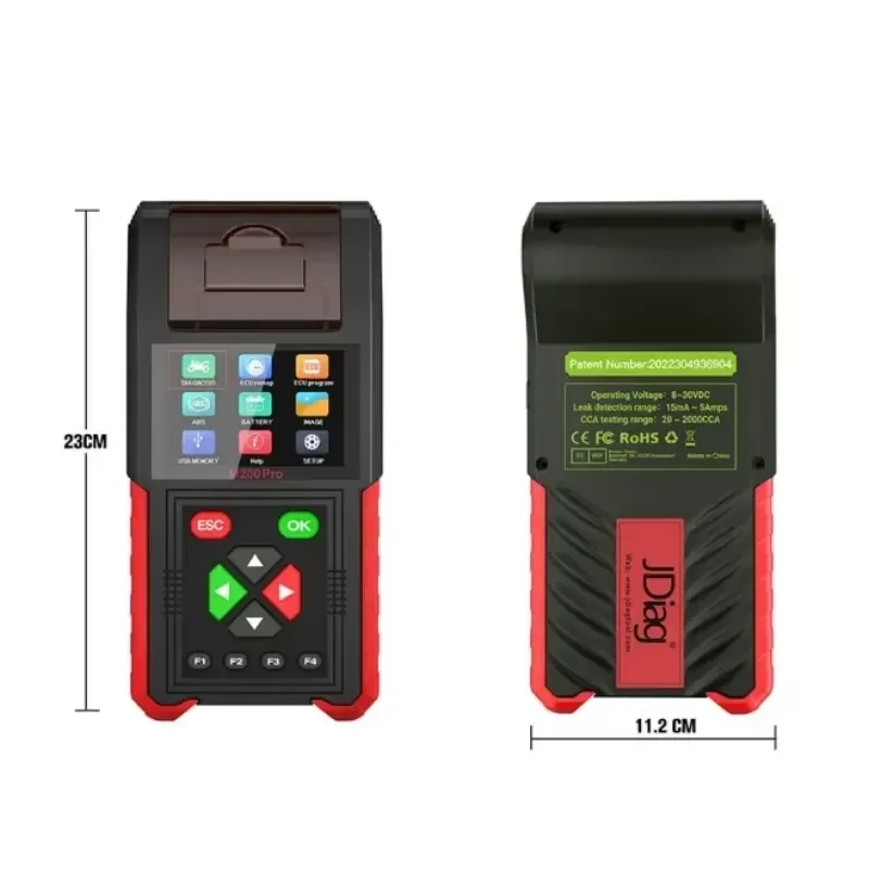 JDiag M200 Pro OBD2 Scanner Easy Version with Universal Moto Battery Tester ABS System Test & Fault Code Remap Diagnostic
