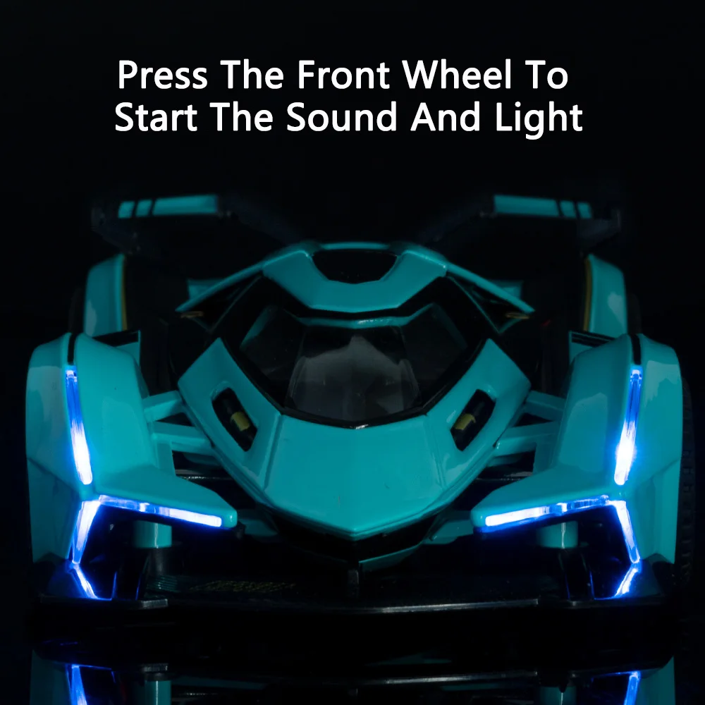 1/32 V12 Car Models Toys Metal Sport Racing Car Vehicles Alloy Diecast Pull Back Car with Pull Back Sound Light Gifts For Child
