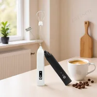 Mousseur à café/Fouet à lait + Batteur à œufs, Mini mixeur alimentaire portable rechargeable USB, Outils pour expresso 2